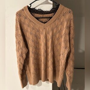Sweater with lace edges